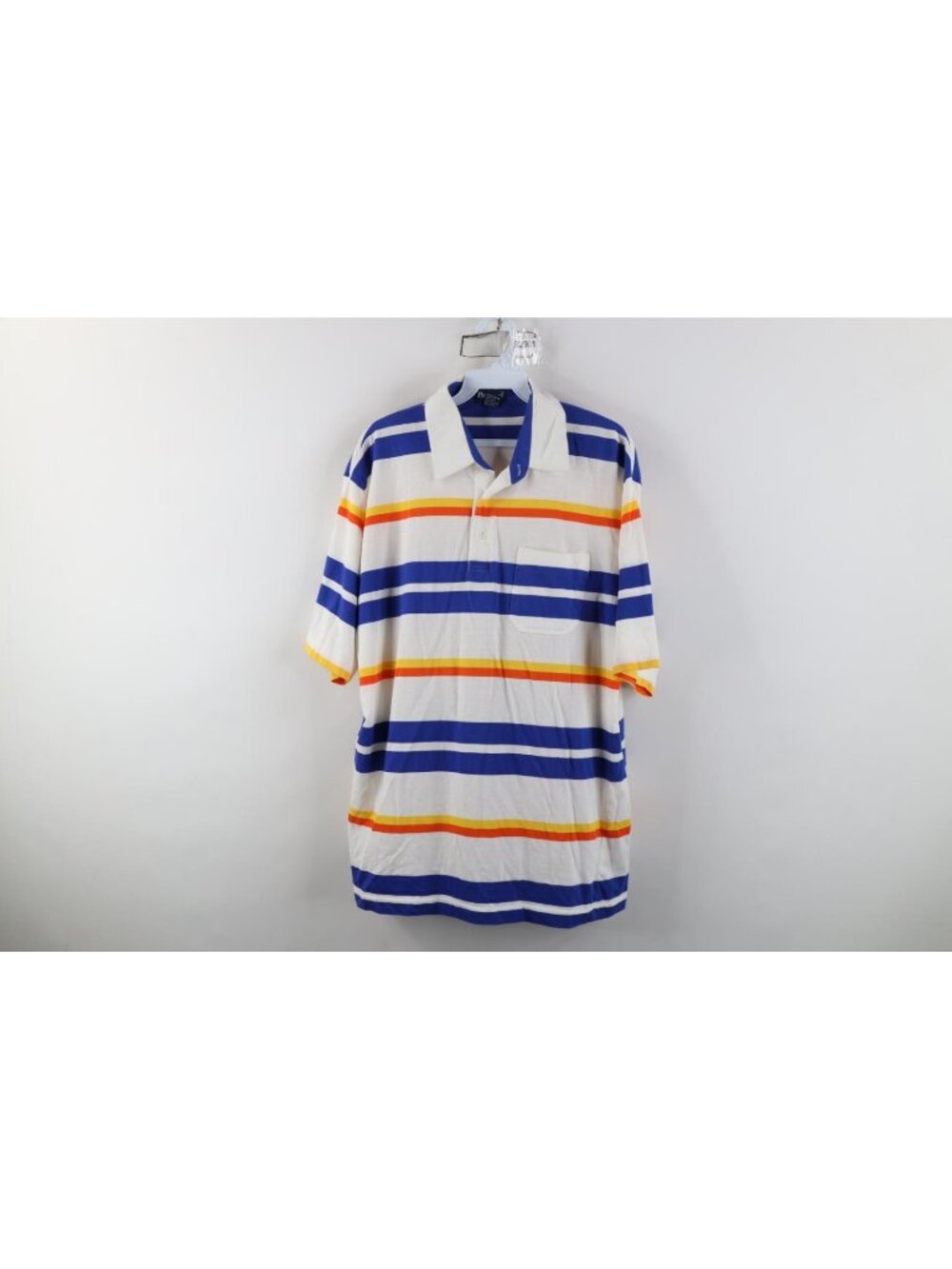 Vintage 80s 90s Streetwear Mens Large Striped Color Block Knit Golf Polo Shirt